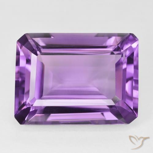 22.20ct Natural Violeta rosáceo medio Amatista, corte esmeralda, VVS