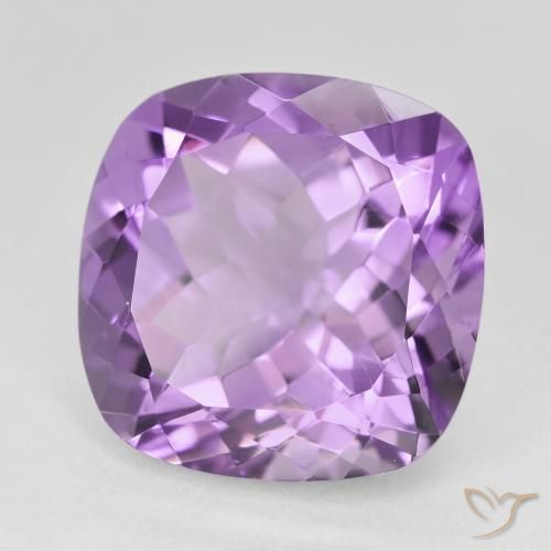 Amatista Medium Light Purplish-Violet natural de 12.98 ct, Forma Cojín, VVS