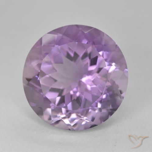Amatista Violeta rosado medio natural de 14.12 ct, Redondo, VVS