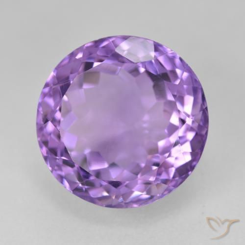 Amatista Violeta medio natural de 16.48 ct, Redondo, VVS