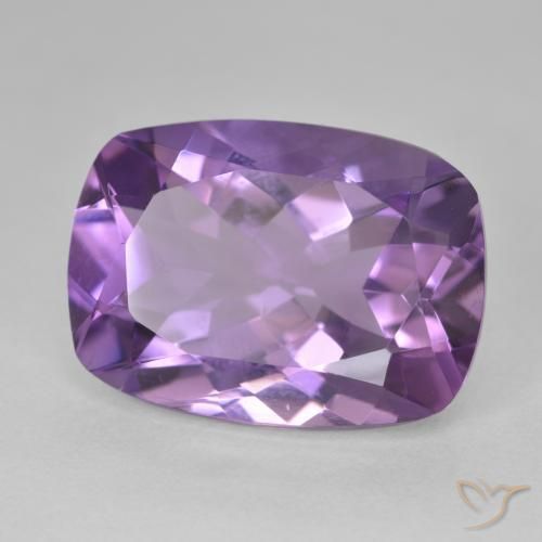 Amatista Medium Light Purplish-Violet natural de 12.28 ct, Forma Cojín, VVS