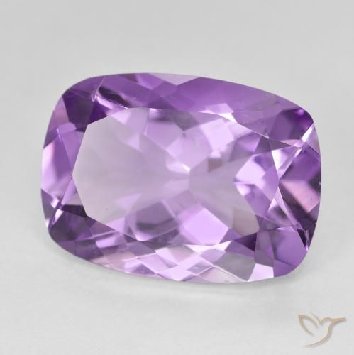 Amatista Medium Light Purplish-Violet natural de 11.71 ct, Forma Cojín, VVS