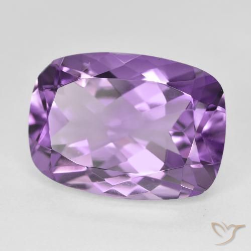 Amatista Medium Light Purplish-Violet natural de 12.87 ct, Forma Cojín, VVS