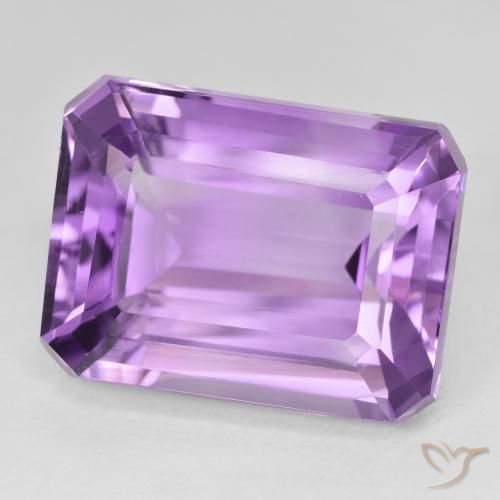 Amatista medium light purplish-violet natural de 25,05 ct, corte esmeralda, VVS