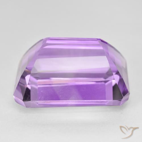 Amatista medium light purplish-violet natural de 25,05 ct, corte esmeralda, VVS