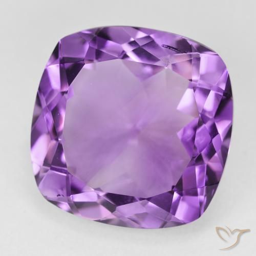 Amatista Violeta rosáceo oscuro natural de 19.90 ct, Forma Cojín, VVS-VS