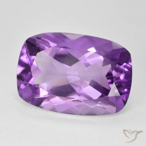 Amatista Violeta medio natural de 11.88 ct, Forma Cojín, VVS-VS