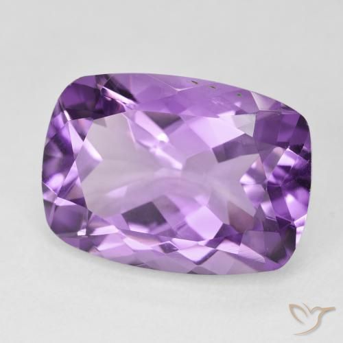 Amatista Violeta medio natural de 12.57 ct, Forma Cojín, VVS