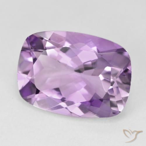 Amatista Violeta rosado medio natural de 12.30 ct, Forma Cojín, VVS