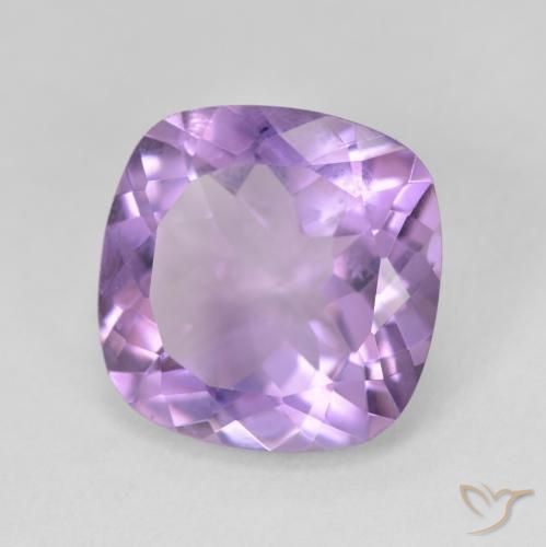 Amatista Violeta medio natural de 10.97 ct, Forma Cojín, VVS