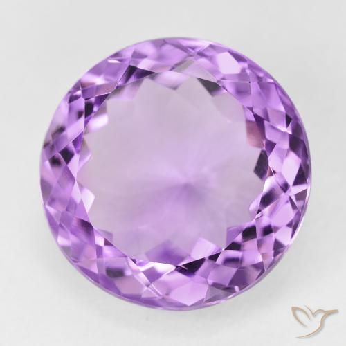 Amatista Violeta medio natural de 13.78 ct, Redondo, VVS