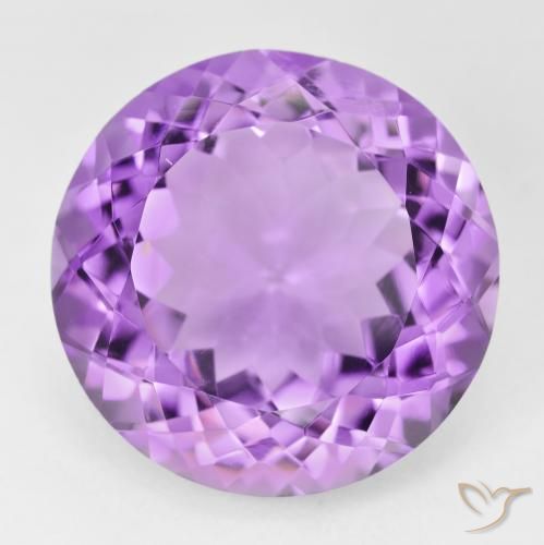 Amatista Violeta medio natural de 25.41 ct, Redondo, VVS