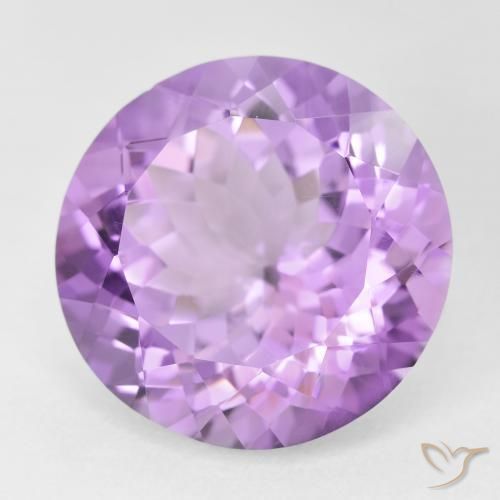 Amatista Violeta rosado medio natural de 12.28 ct, Redondo, VVS
