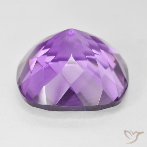 Amatista Violeta rosáceo medio natural de 21.19 ct, Forma Cojín, VVS