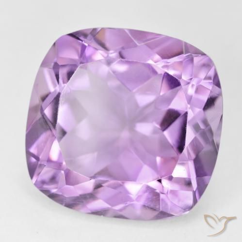 Amatista Violeta rosado medio natural de 19.76 ct, Forma Cojín, VVS