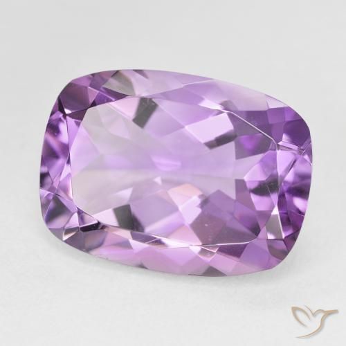 Amatista Violeta rosado medio natural de 11.90 ct, Forma Cojín, VVS