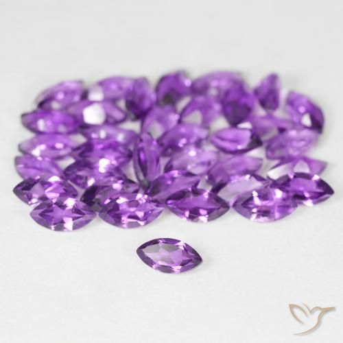 Gemas de Amatista Violeta medio natural de 5.38 ct, Marquesa, VS