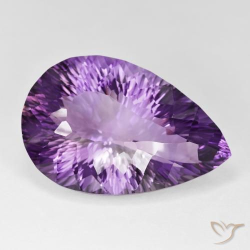 Amatista Violeta vívido natural de 64.82 ct, En forma de pera, IF