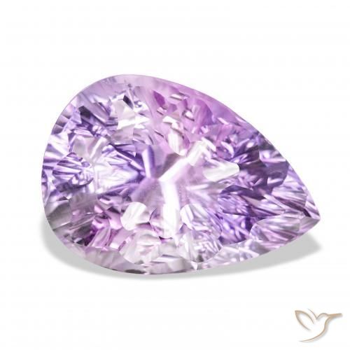 Amatista Violeta rosáceo medio natural de 46.63 ct, En forma de pera, VVS