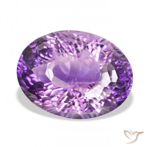 Amatista Rosado-violeta medio natural de 34.41 ct, Ovalada, VVS
