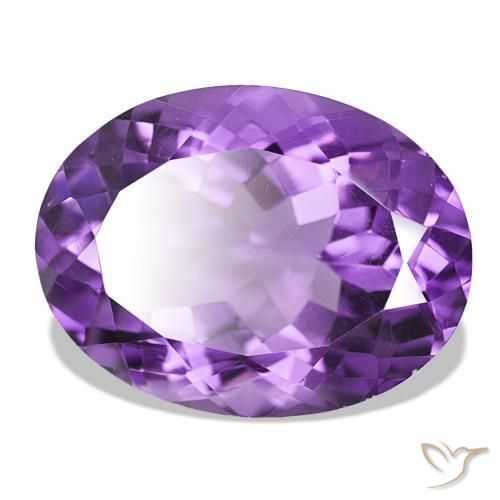 Amatista Violeta medio natural de 16.57 ct, Ovalada, VS