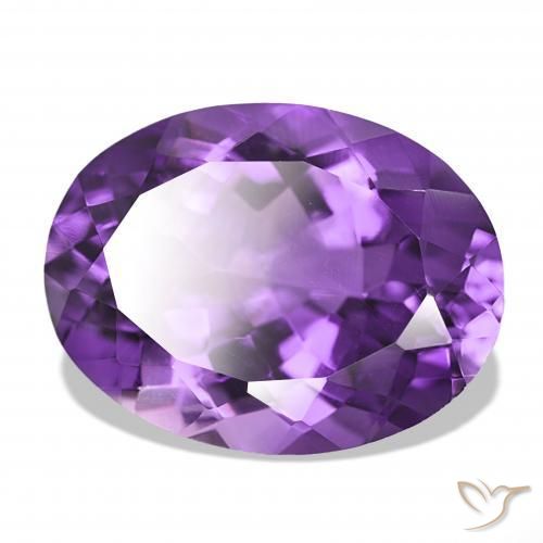 Amatista Violeta medio natural de 16.61 ct, Ovalada, IF