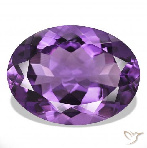 Amatista Violeta medio natural de 16.27 ct, Ovalada, IF