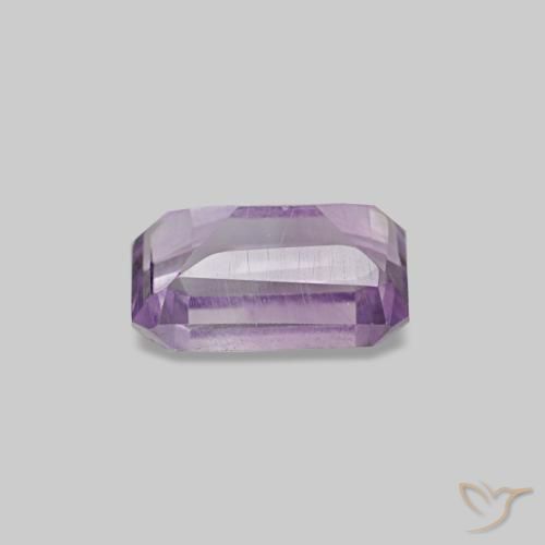 Amatista Violeta medio claro natural de 0.58 ct, corte esmeralda, VS