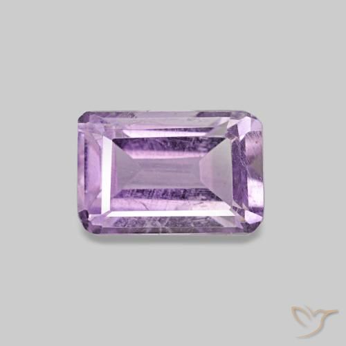 Amatista Violeta medio claro natural de 0.56 ct, corte esmeralda, VS