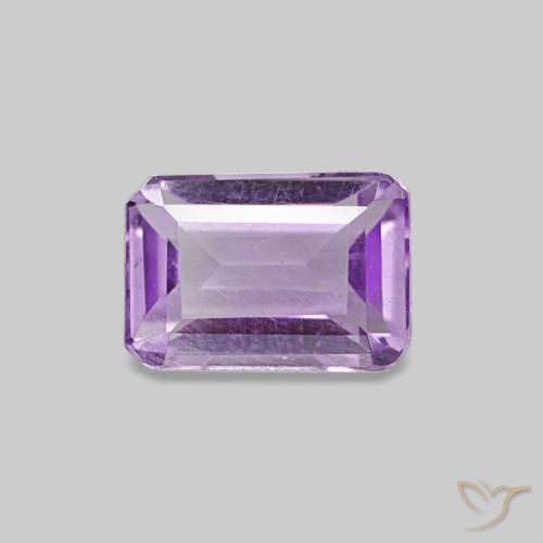 Amatista violeta natural de 0,55 ct, corte esmeralda, VS