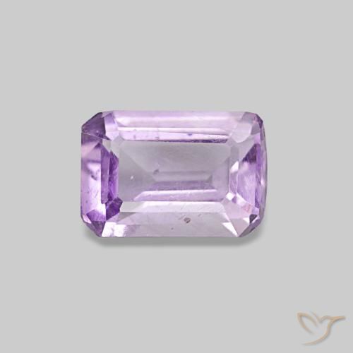 Amatista Violeta rosáceo claro natural de 0.49 ct, corte esmeralda, VS