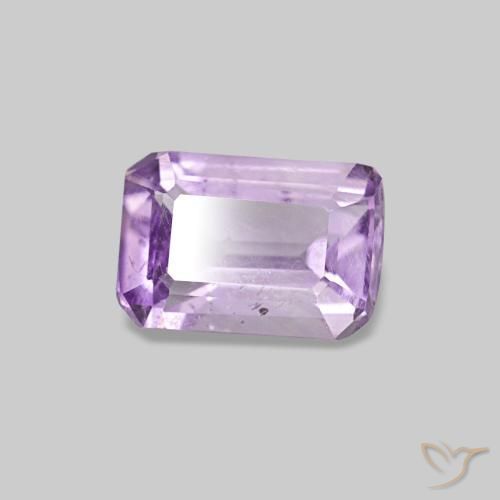 Amatista Violeta rosáceo claro natural de 0.49 ct, corte esmeralda, VS