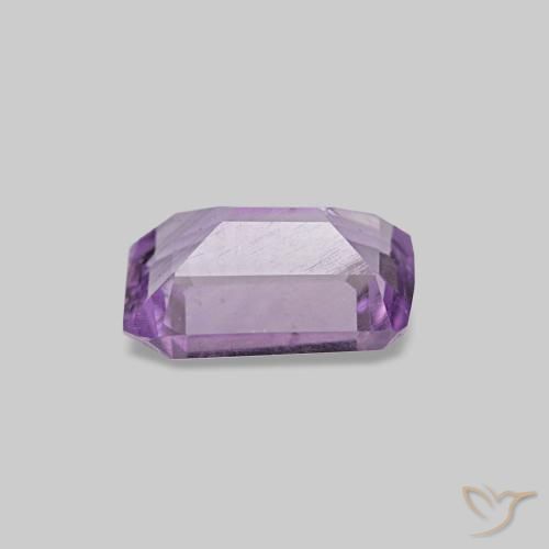 Amatista Violeta rosáceo claro natural de 0.49 ct, corte esmeralda, VS