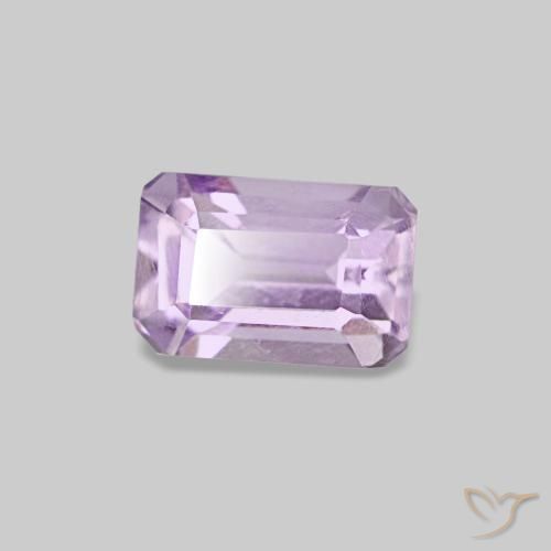 Amatista Violeta rosáceo claro natural de 0.60 ct, corte esmeralda, VS