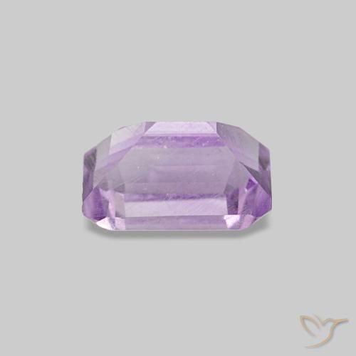 Amatista Violeta rosáceo claro natural de 0.60 ct, corte esmeralda, VS