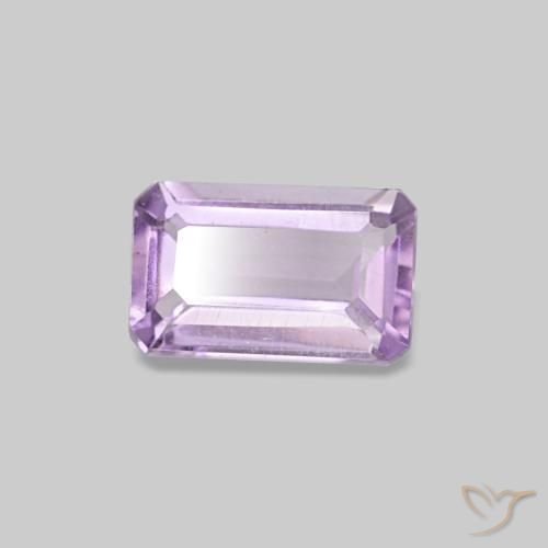 Amatista Violeta rosáceo claro natural de 0.29 ct, corte esmeralda, VS