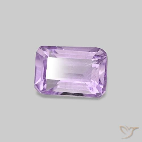 Amatista Violeta rosado medio natural de 0.49 ct, corte esmeralda, VS