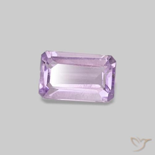 Amatista Violeta rosado medio natural de 0.31 ct, corte esmeralda, VS
