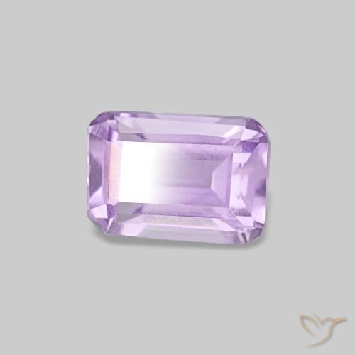 Amatista Violeta rosáceo claro natural de 0.52 ct, corte esmeralda, VS
