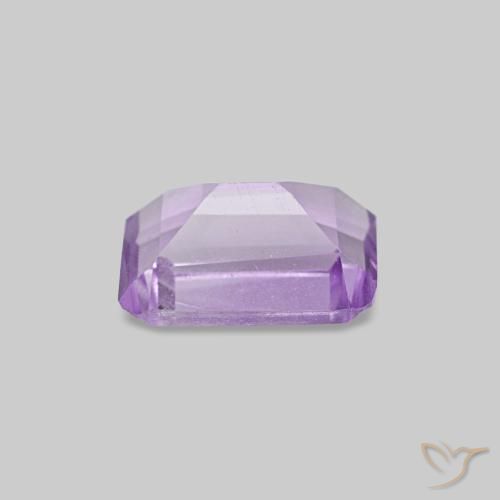 Amatista Violeta rosáceo claro natural de 0.52 ct, corte esmeralda, VS