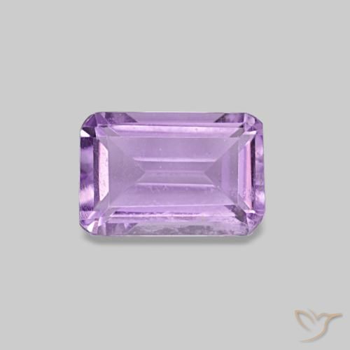 Amatista Violeta rosado medio natural de 0.49 ct, corte esmeralda, VS