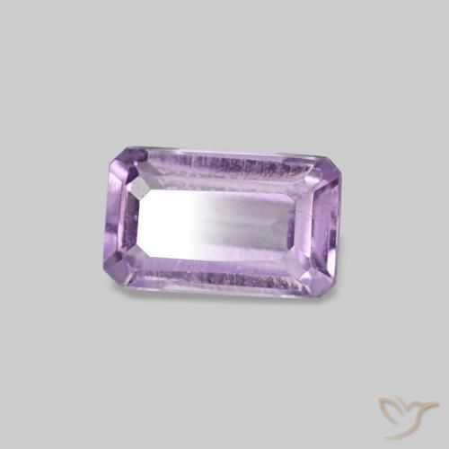 Amatista Violeta rosáceo claro natural de 0.28 ct, corte esmeralda, VS
