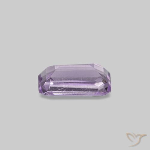 Amatista Violeta rosáceo claro natural de 0.28 ct, corte esmeralda, VS