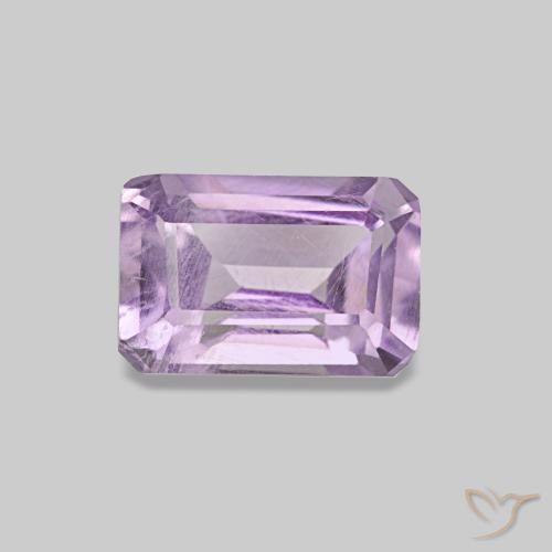 Amatista Violeta rosáceo claro natural de 0.62 ct, corte esmeralda, VS