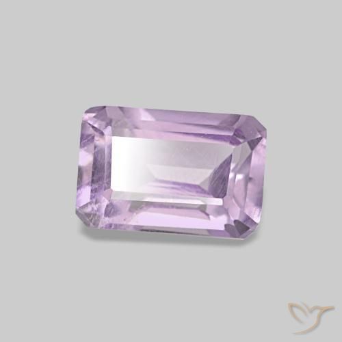 Amatista Violeta rosáceo claro natural de 0.62 ct, corte esmeralda, VS