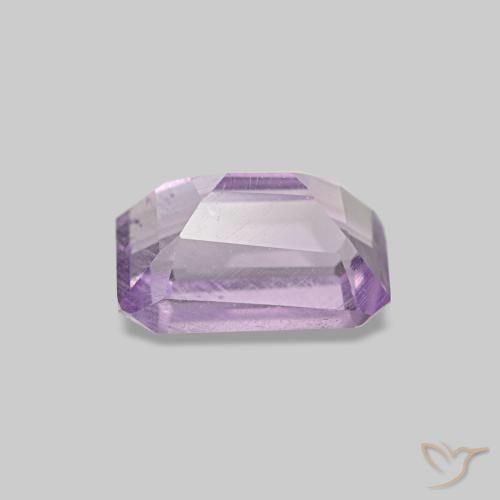 Amatista Violeta rosáceo claro natural de 0.62 ct, corte esmeralda, VS