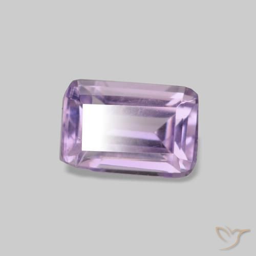 Amatista Violeta rosáceo claro natural de 0.48 ct, corte esmeralda, SI