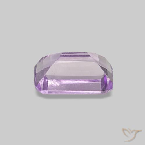 Amatista Violeta rosáceo claro natural de 0.48 ct, corte esmeralda, SI