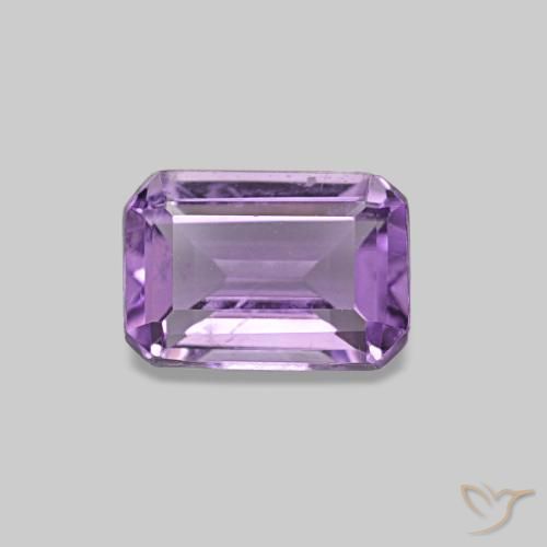 Amatista Violeta rosado natural de 0.52 ct, corte esmeralda, VS