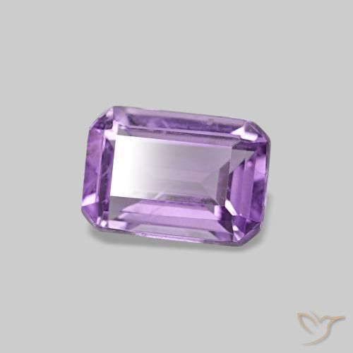 Amatista Violeta rosado natural de 0.52 ct, corte esmeralda, VS